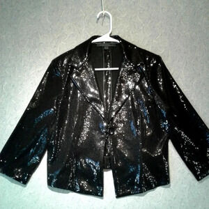 Women's Black  Sequined Blazer by Katherine Barclay Size M